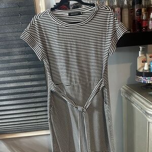 Black and white striped Mini Dress